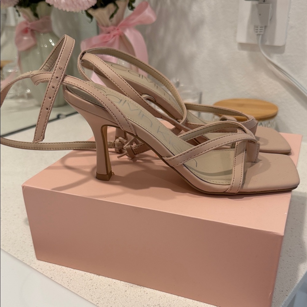 Calvin Klein Blush Pink Strappy Slingback Heels